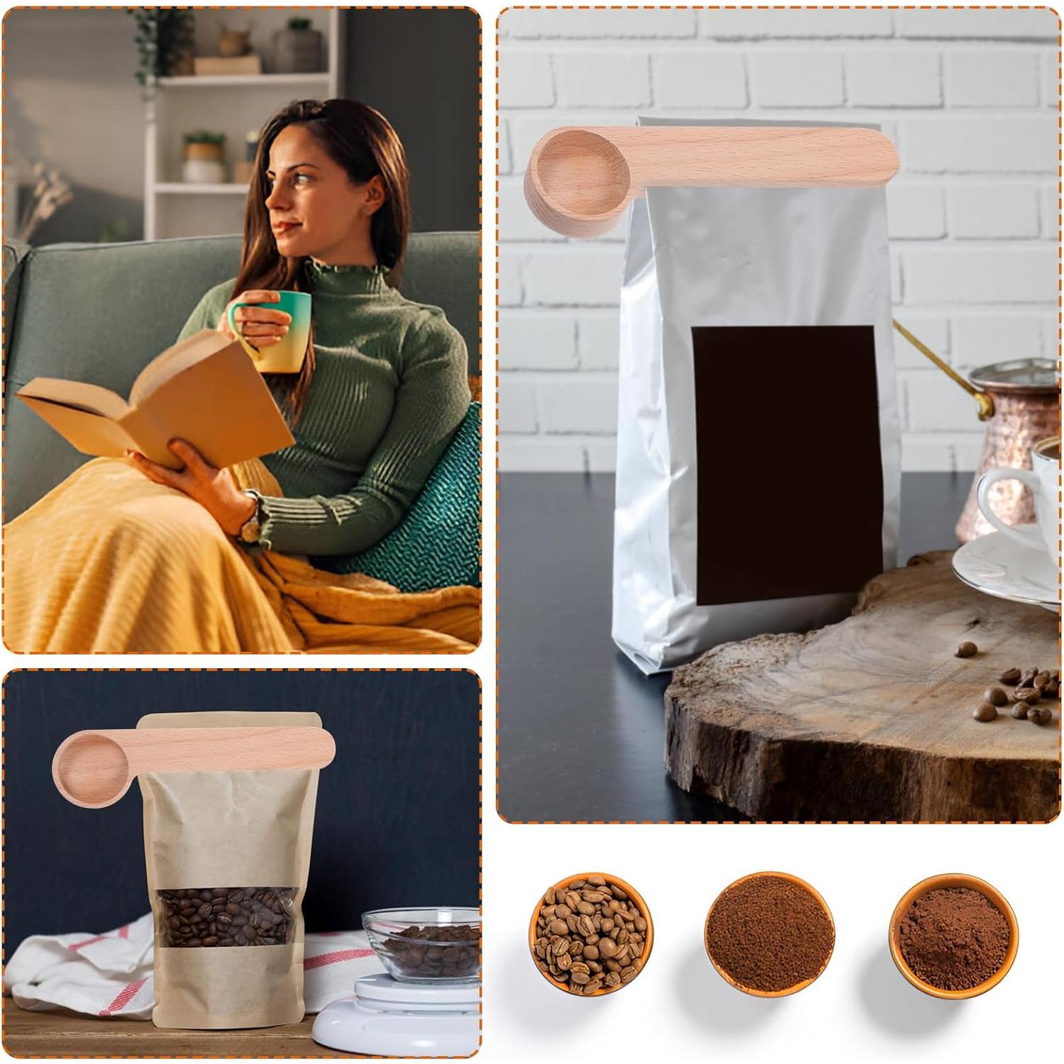 12 Cucharones de Madera con Clip para Bolsas Tobeelec