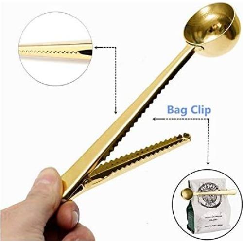 Cuchara de Café y Té con Clip ZOUKFOX - Acero Inoxidable Oro