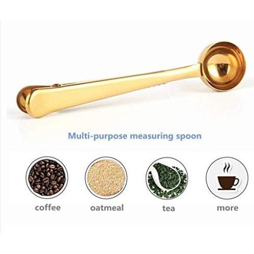 Cuchara de Café y Té con Clip ZOUKFOX - Acero Inoxidable Oro