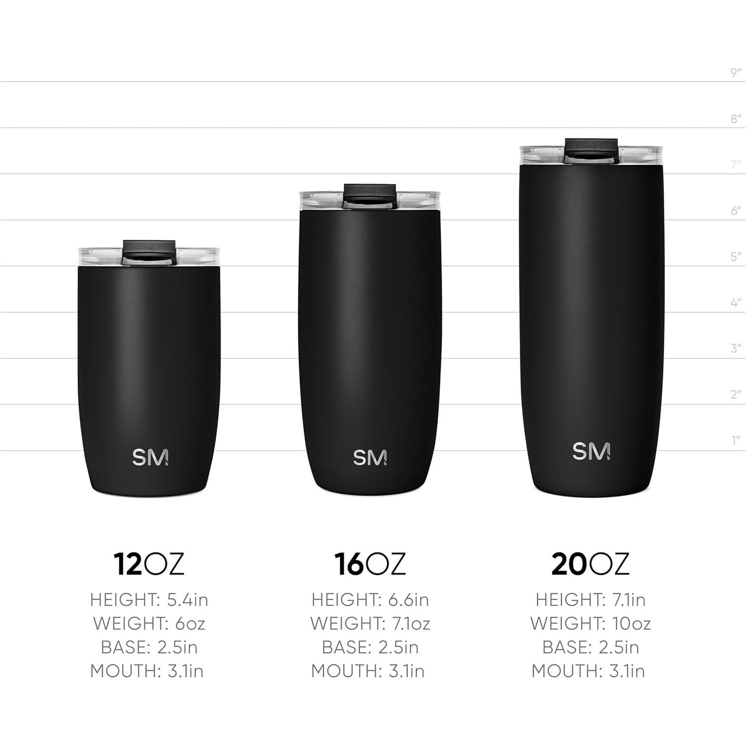 Taza de Viaje Simple Modern Voyager 16oz Acero Inoxidable Negro