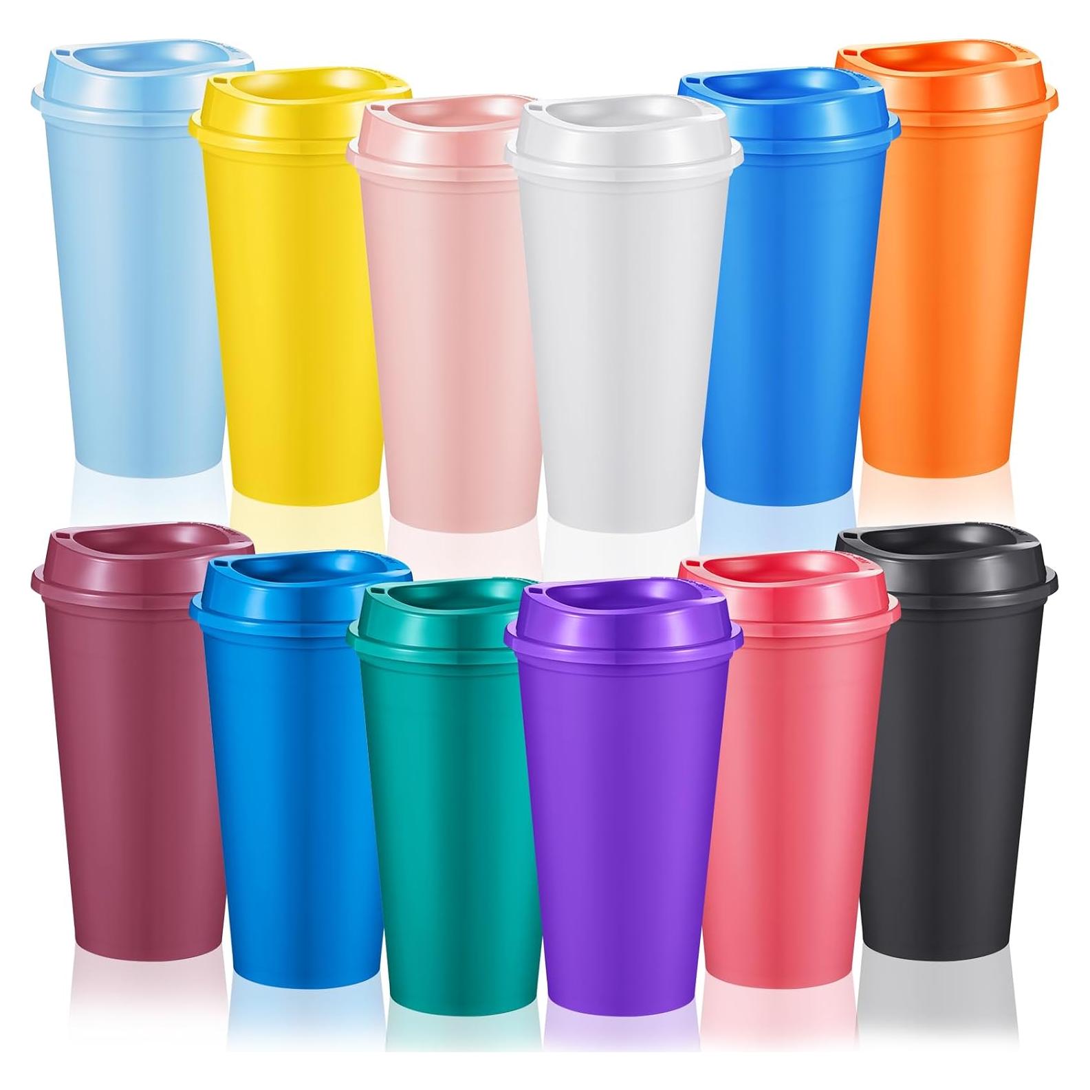 12 Tazas de Café Reutilizables FillTouch 473 ml con Tapas