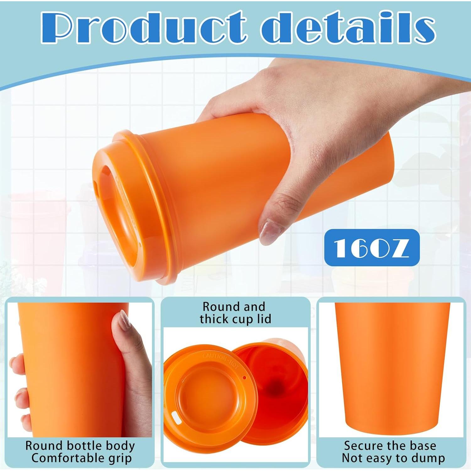 12 Tazas de Café Reutilizables FillTouch 473 ml con Tapas