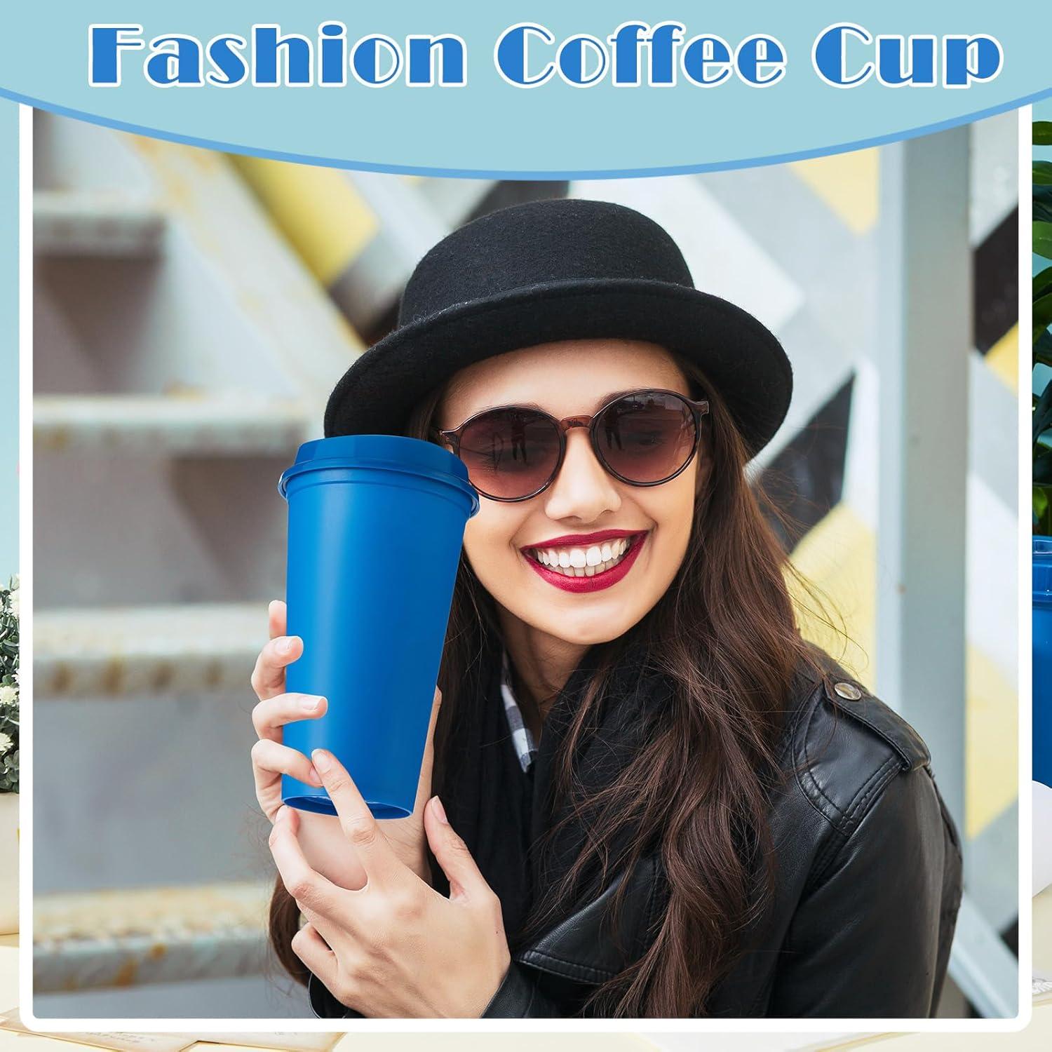 12 Tazas de Café Reutilizables FillTouch 473 ml con Tapas