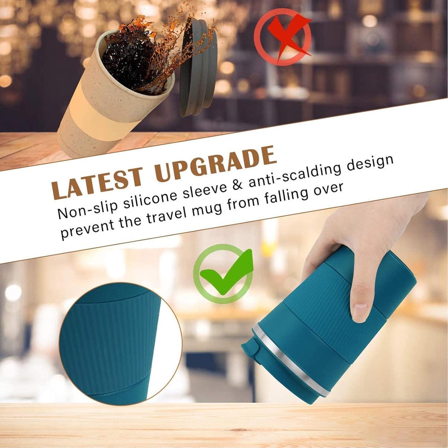 Taza de Viaje Aislada RNGODO 12oz Acero Inoxidable Antiderrame