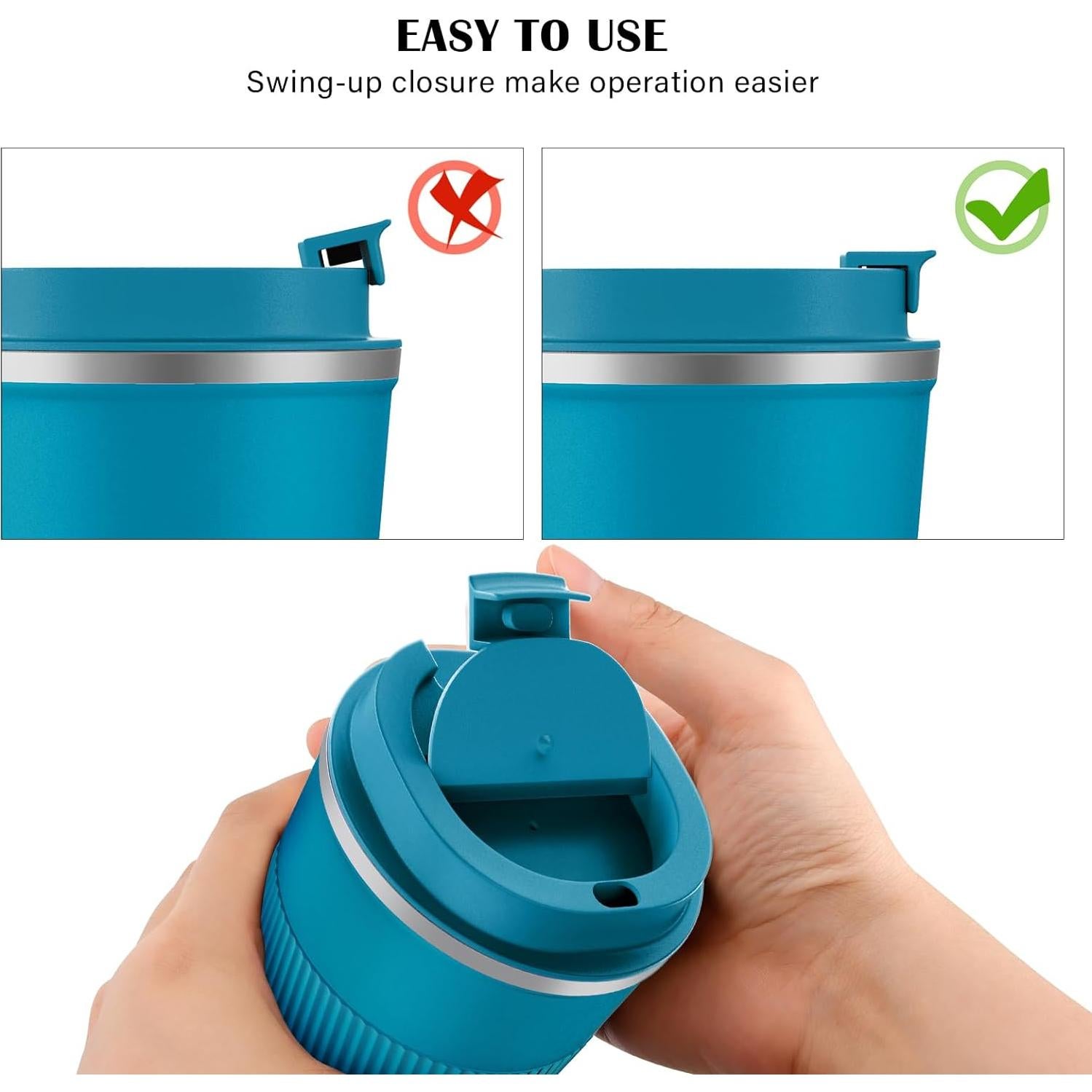 Taza de Viaje MOMSIV 380ml Acero Inoxidable Aislada Antifugas