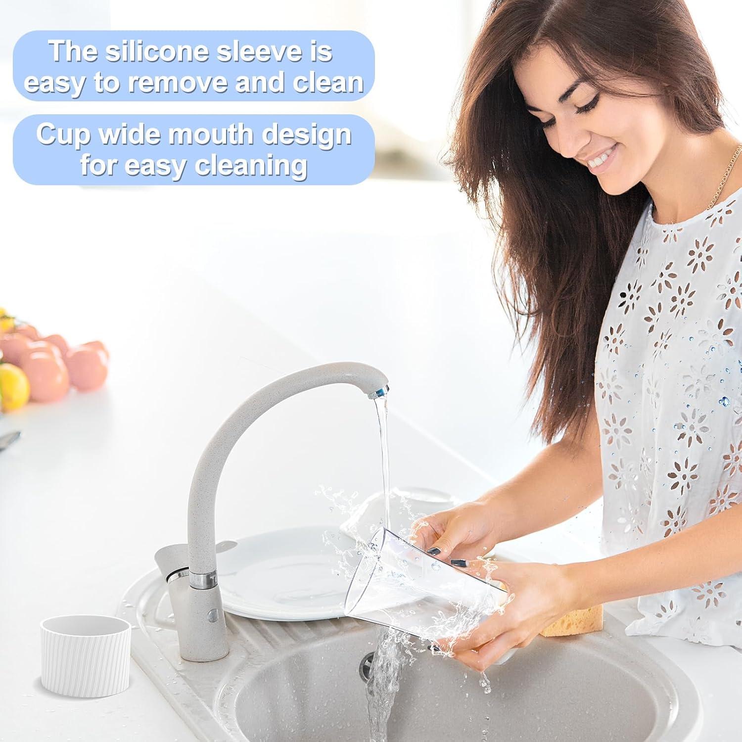 Juego de 2 Vasos de Vidrio Kftamoetly 16 oz con Tapas y Pajitas