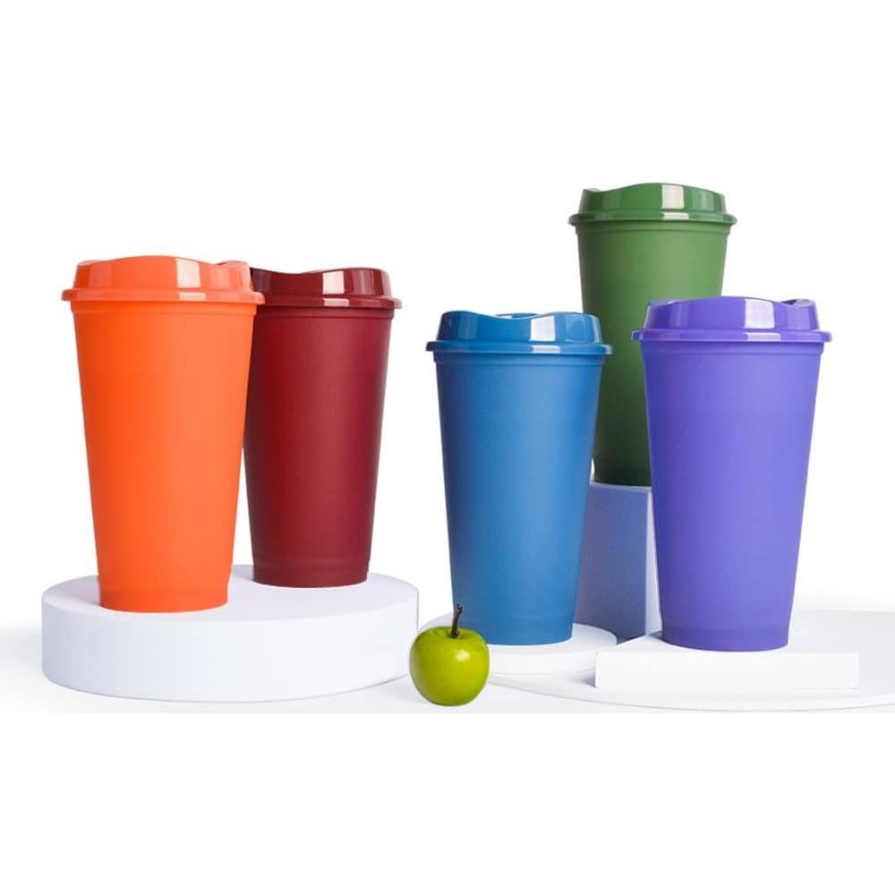 Tazas de Cambio de Color 16 oz PARTSQUEEN - 5 Piezas Reutilizables