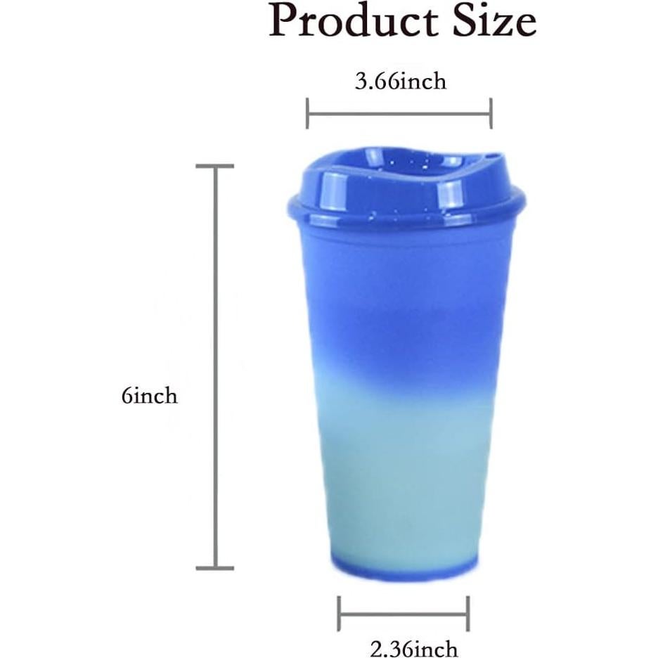 Tazas de Cambio de Color 16 oz PARTSQUEEN - 5 Piezas Reutilizables