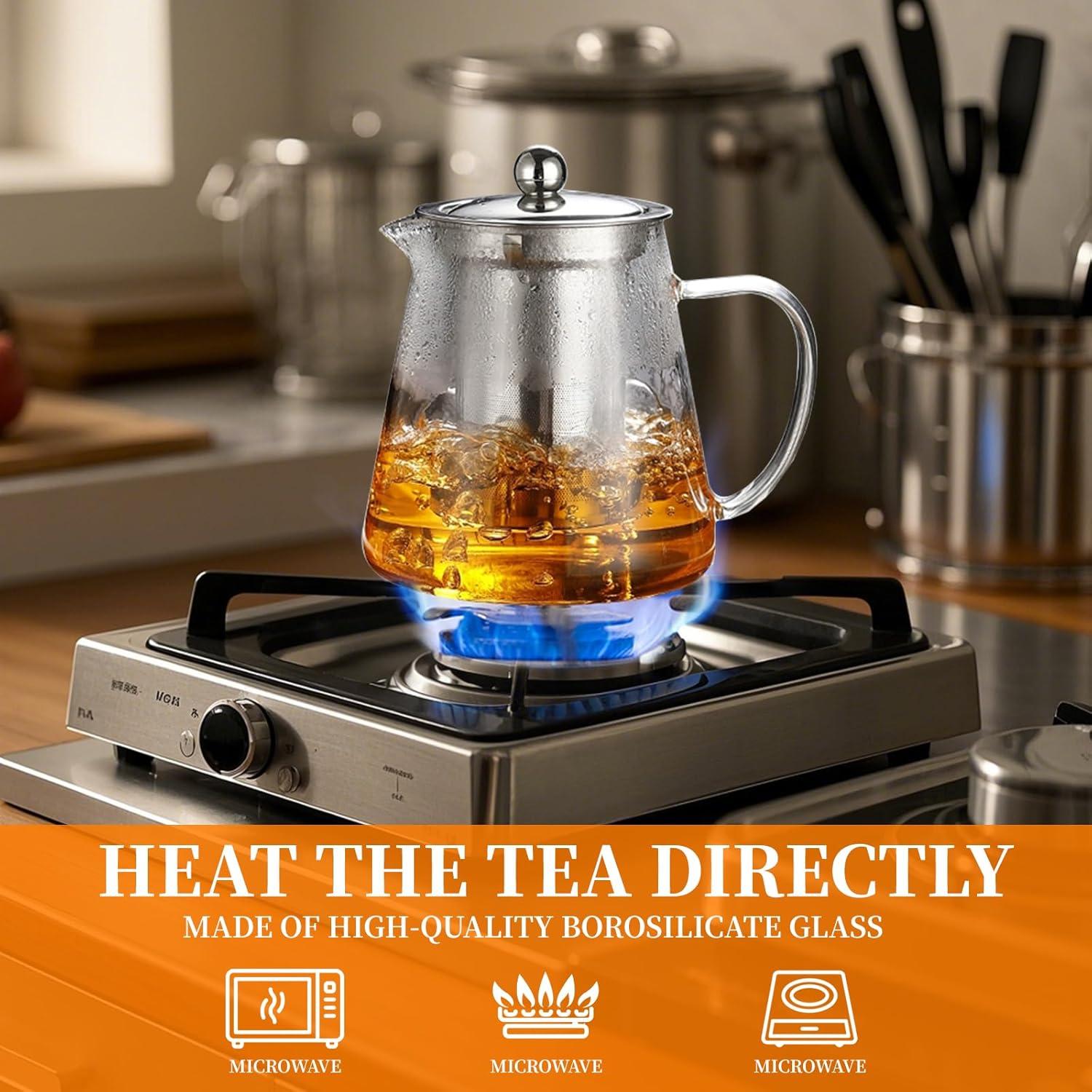 Tetera de vidrio BanYakong 550ml con infusor de acero inoxidable