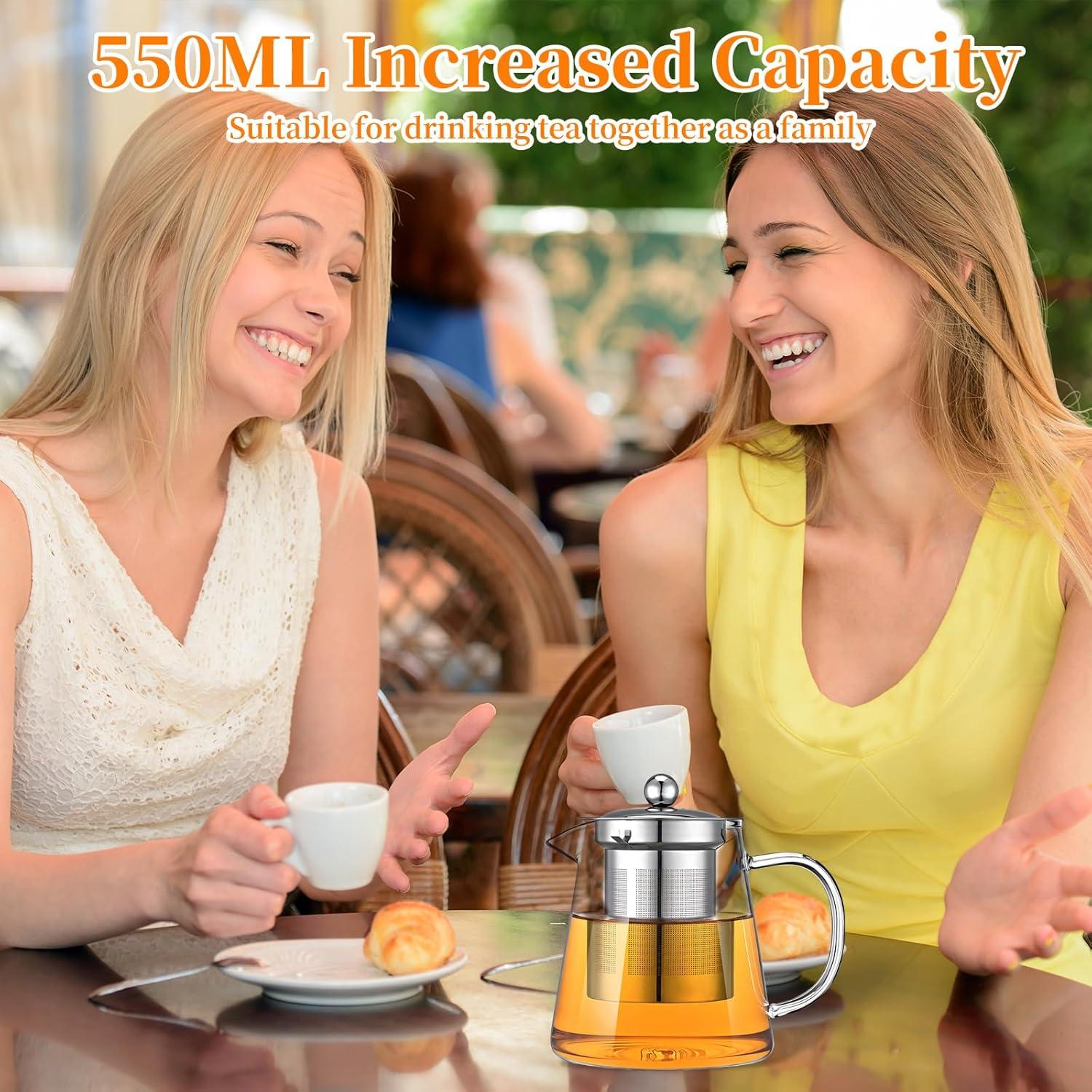 Tetera de vidrio BanYakong 550ml con infusor de acero inoxidable