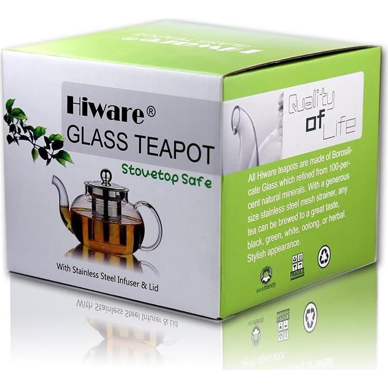 Tetera de Vidrio Hiware 800 ml con Infusor Acero Inoxidable