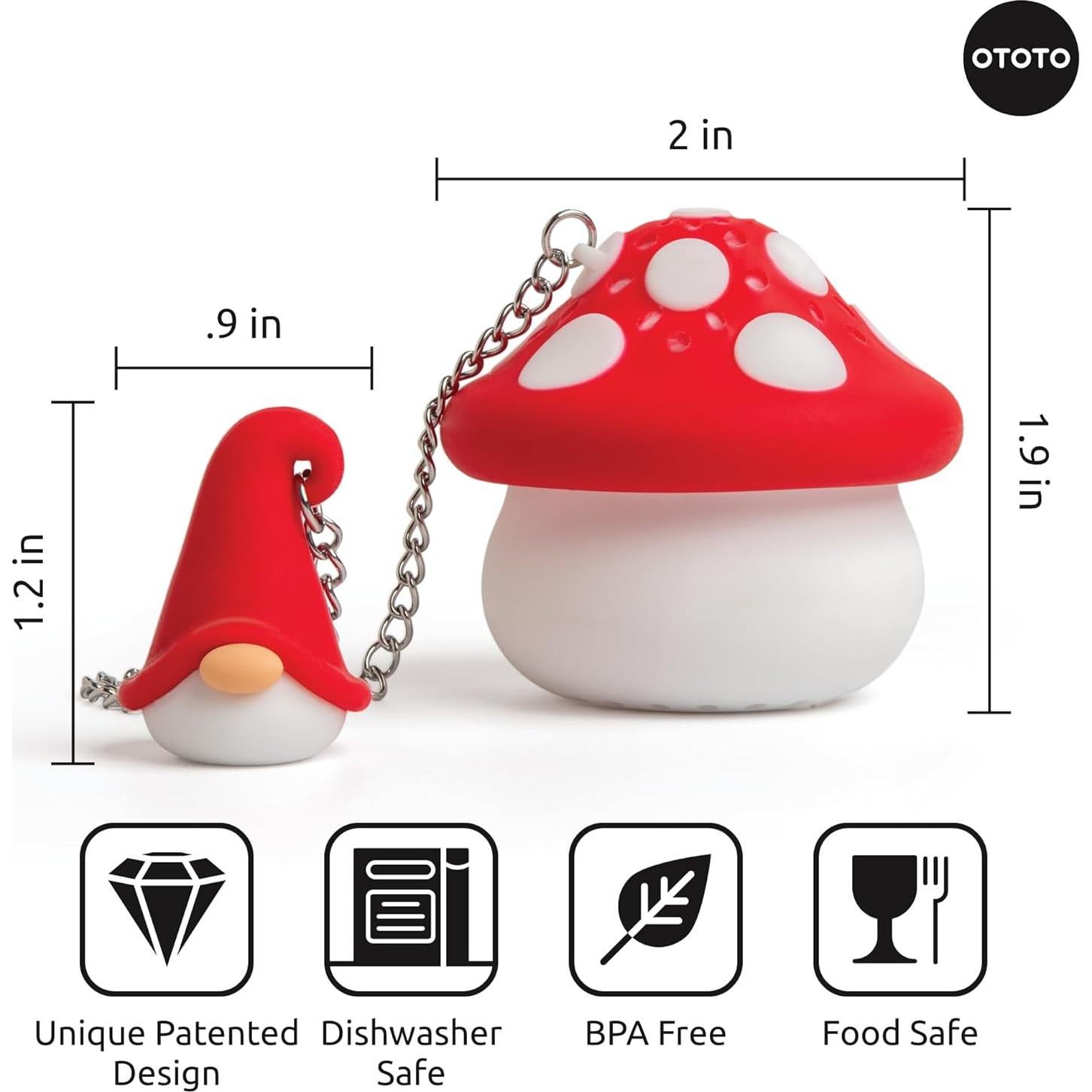 Infusor de Té OTOTO Enchan-Tea Gnomo Reutilizable Rojo