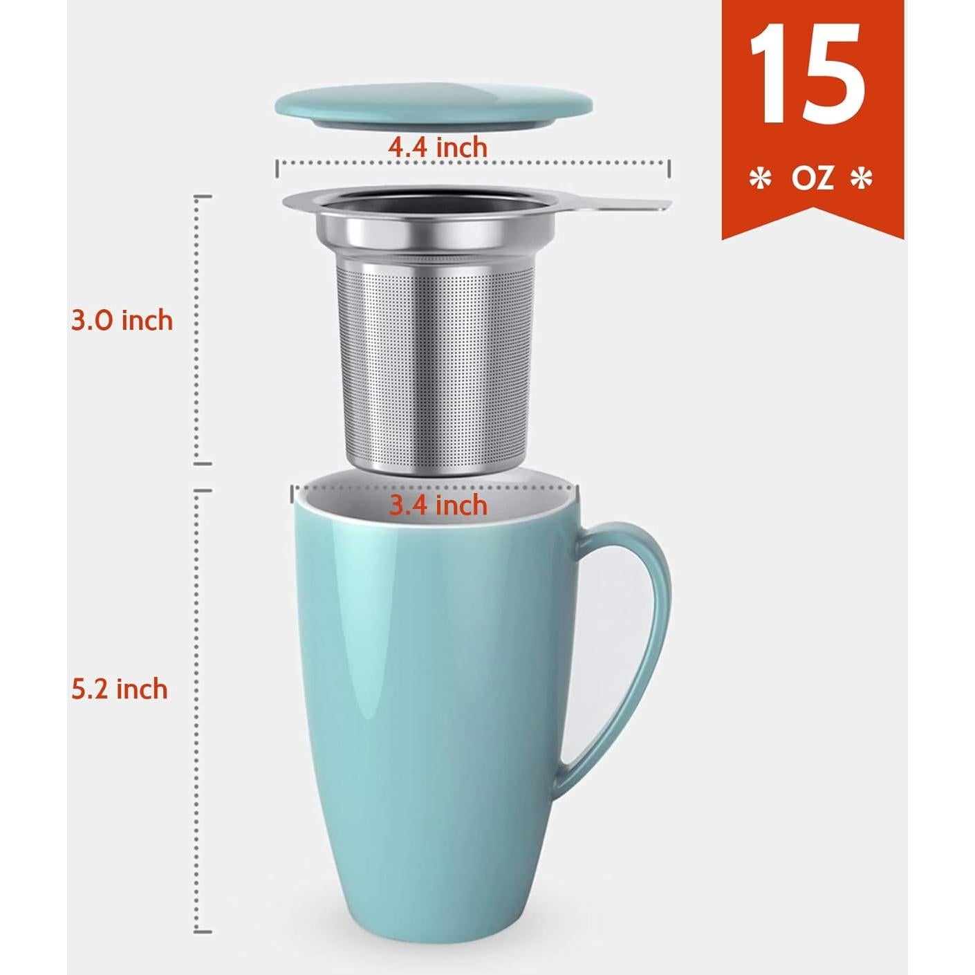 Taza de Té de Porcelana Sweese con Infusor y Tapa 425g