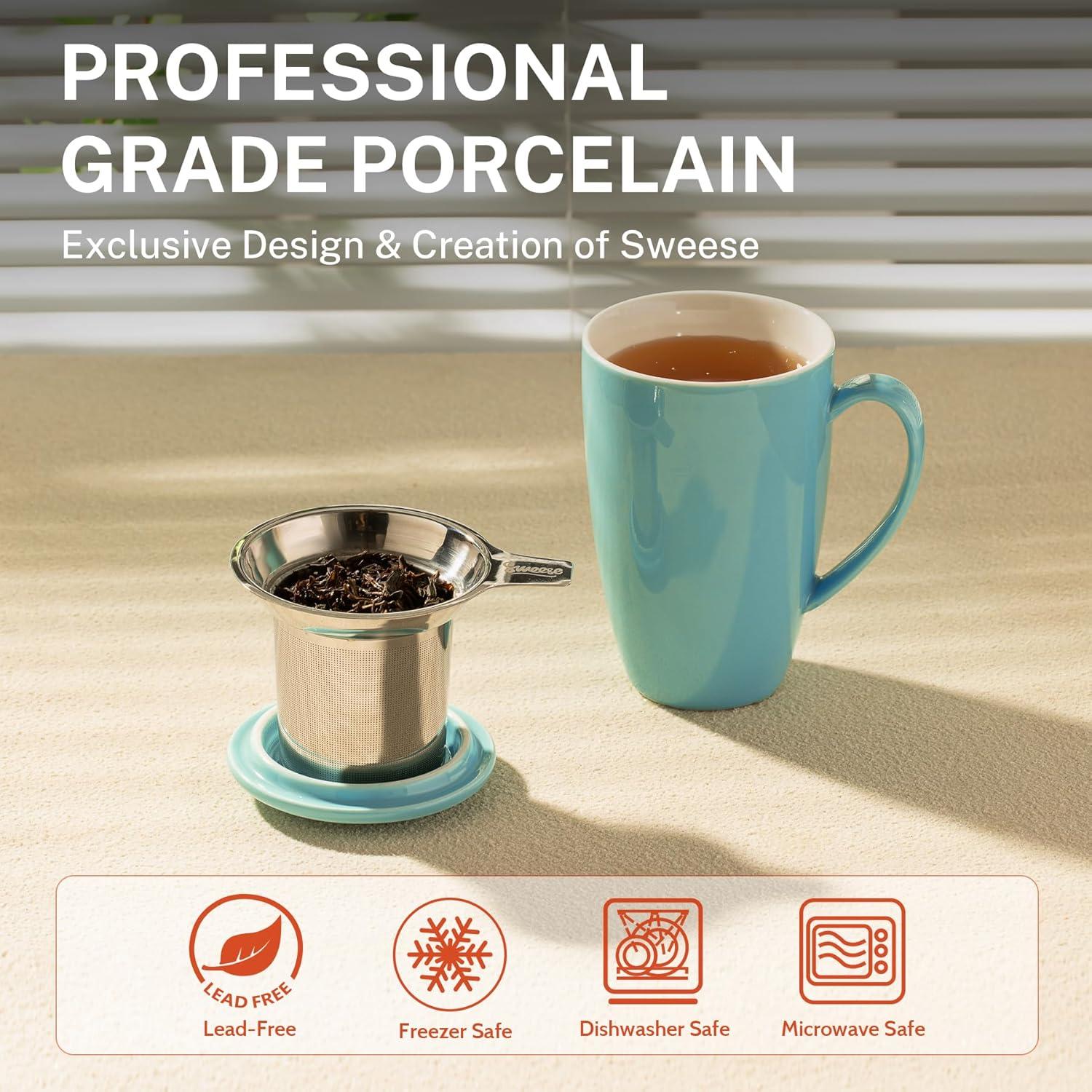 Taza de Té de Porcelana Sweese con Infusor y Tapa 425g