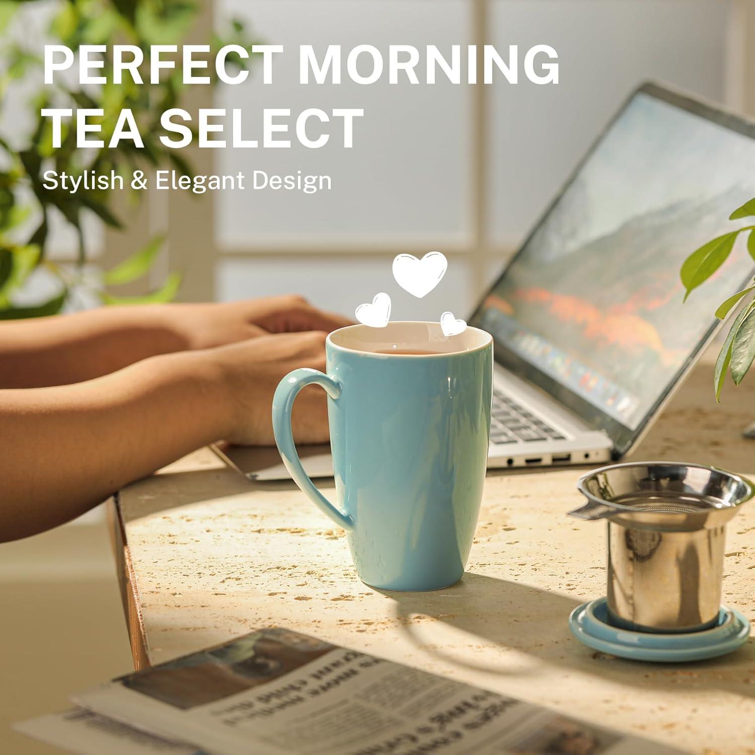 Taza de Té de Porcelana Sweese con Infusor y Tapa 425g