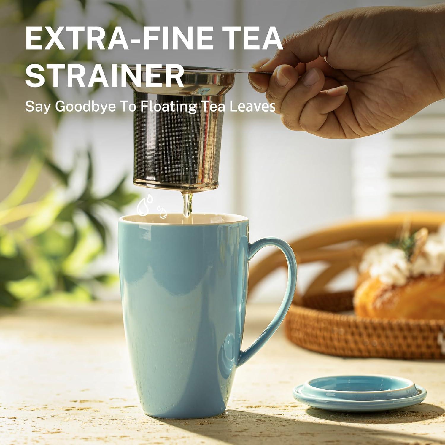 Taza de Té de Porcelana Sweese con Infusor y Tapa 425g