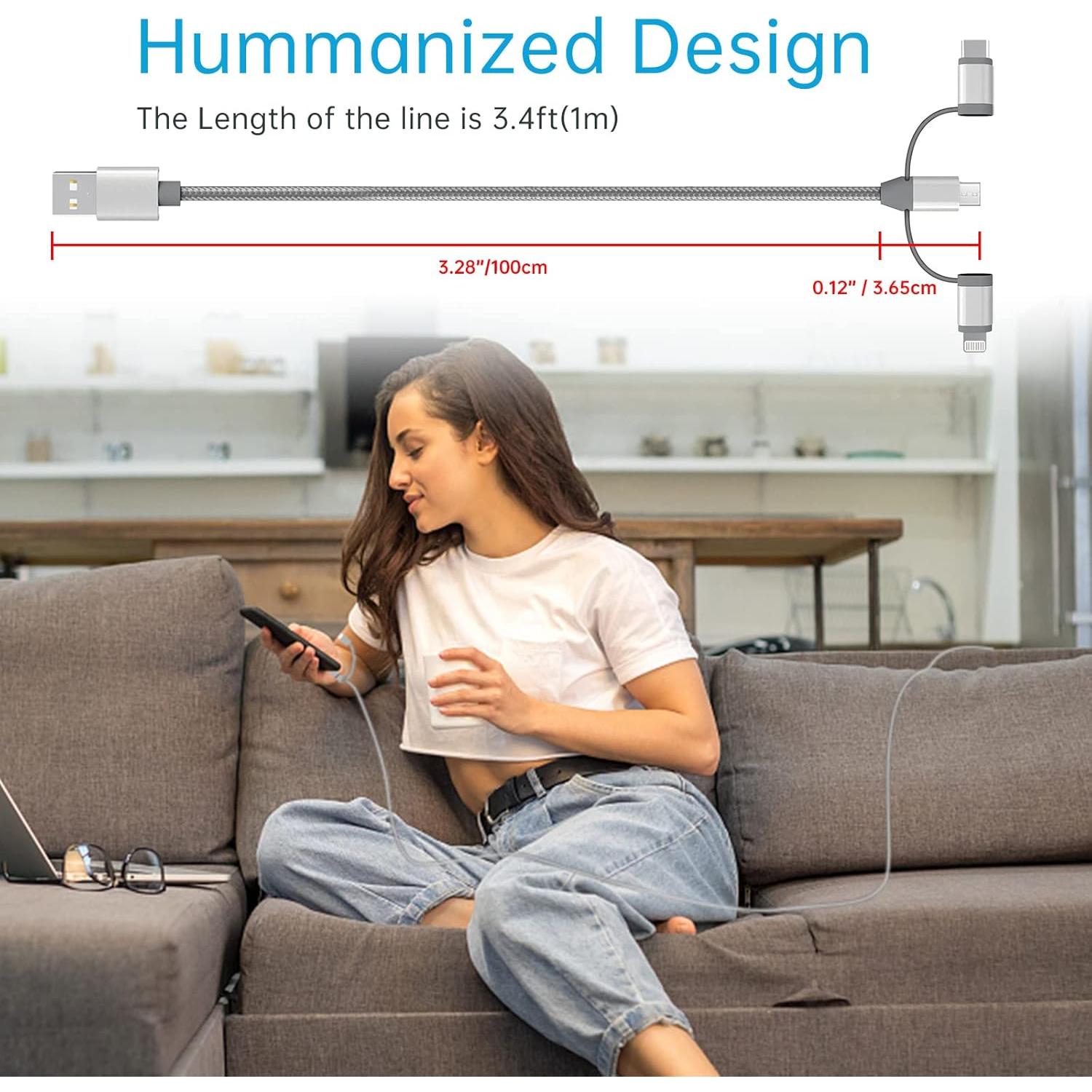Adaptador de Carga 3 en 1 MICFLIP Lightning/Type-C/Micro USB