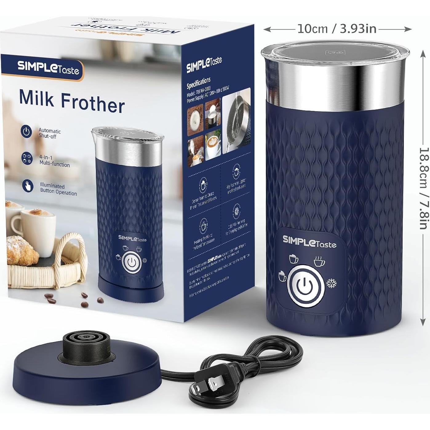 Espumador de Leche Eléctrico SIMPLETASTE 4-en-1 300ml Azul