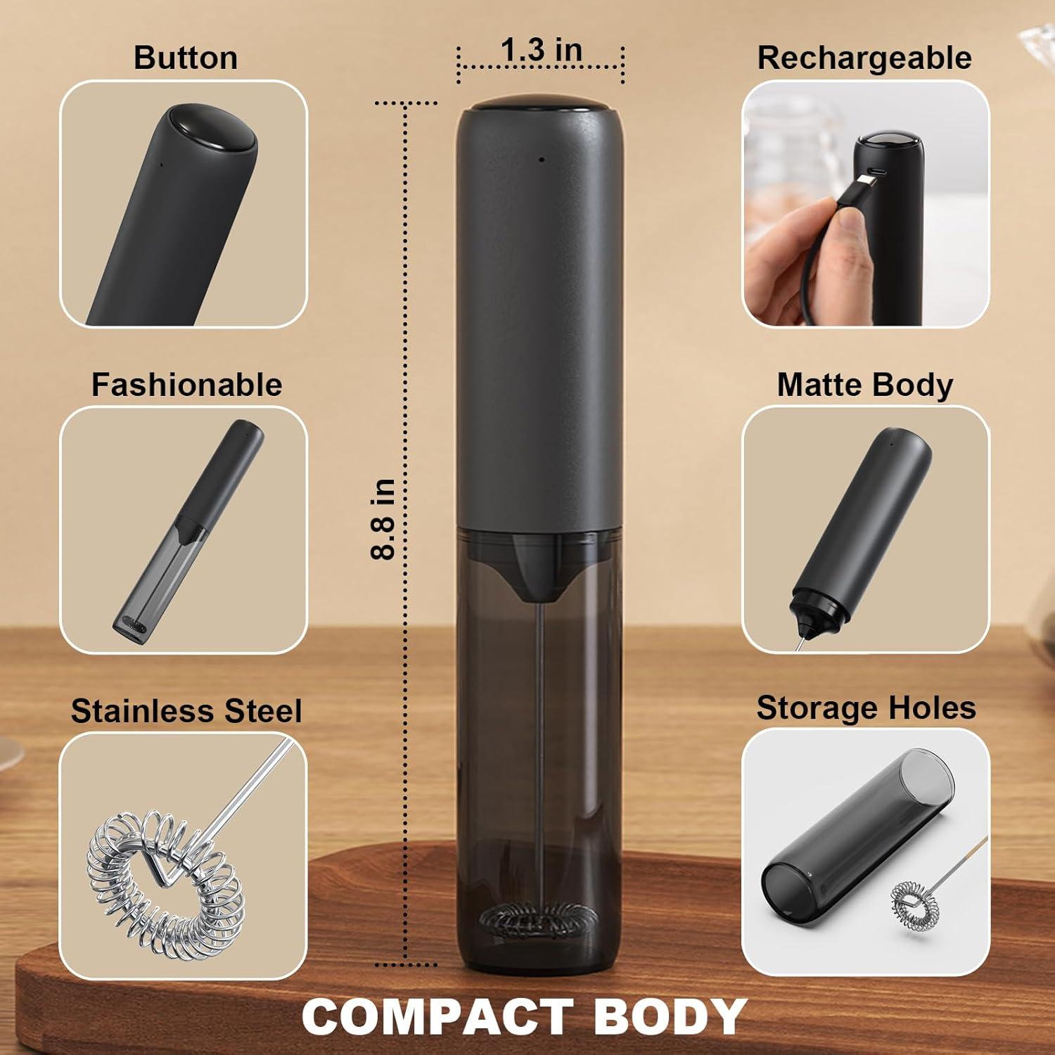 Espumador de Leche Eléctrico SOENGLYUN Recargable Negro