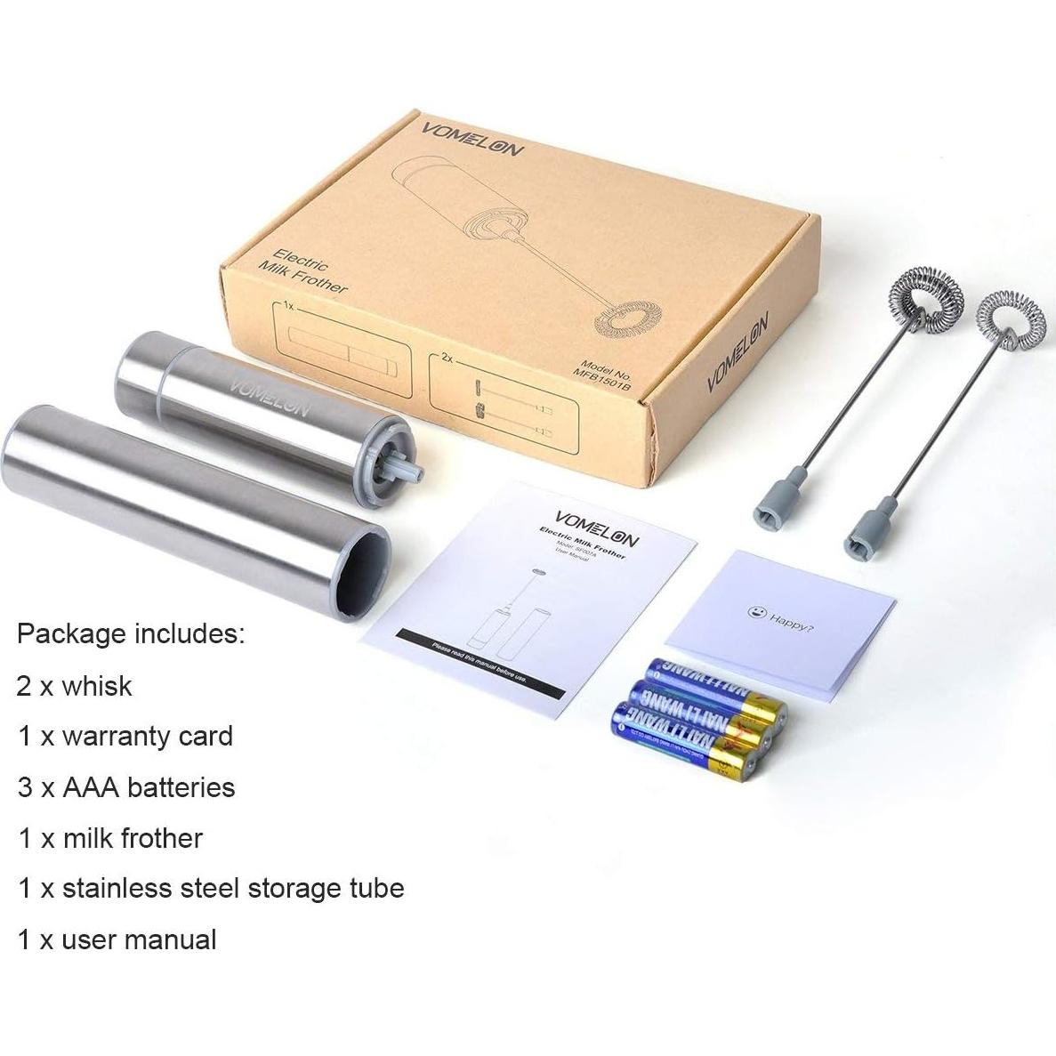 Espumador de Leche Eléctrico Vomelon A25 Portátil Acero Inoxidable