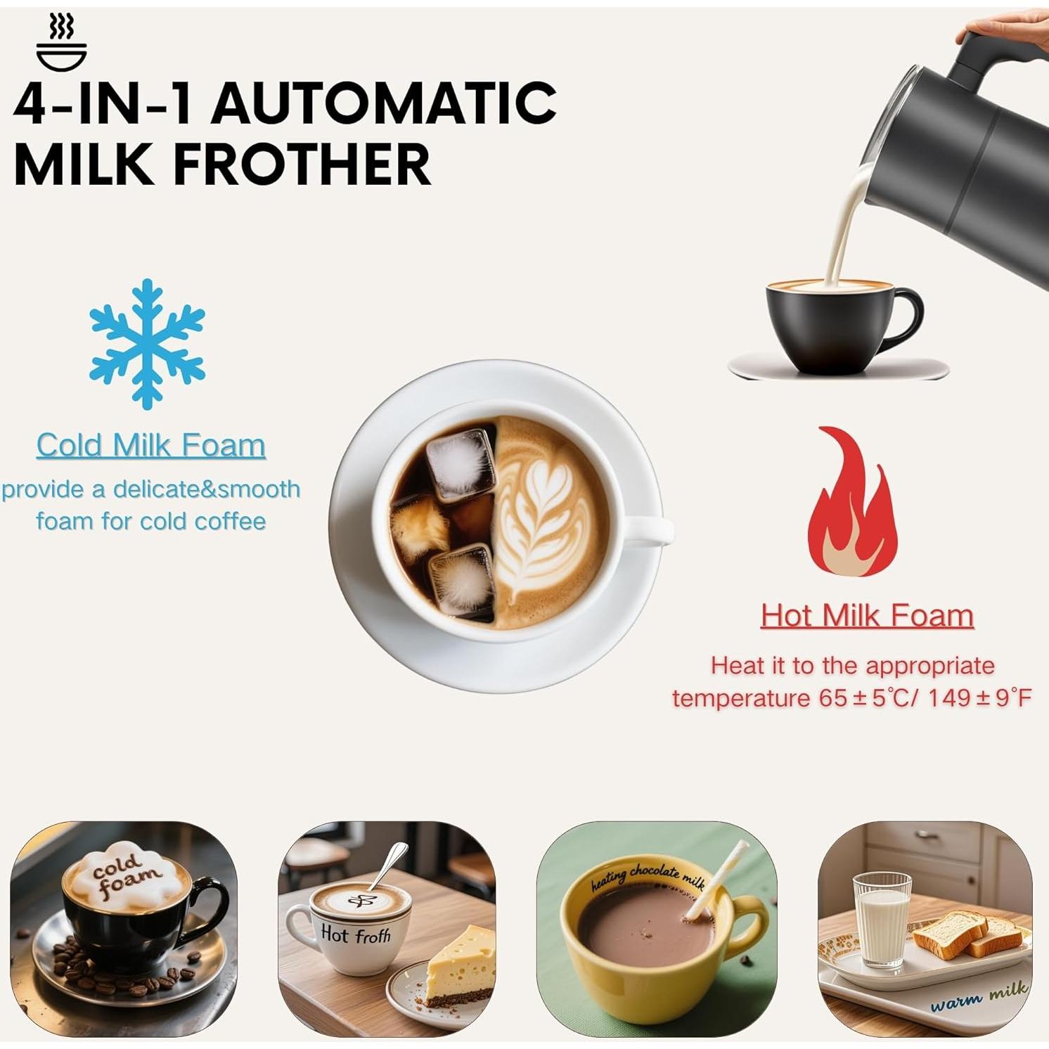 Espumador de Leche Eléctrico Siluowna MM05 350ml 4 en 1