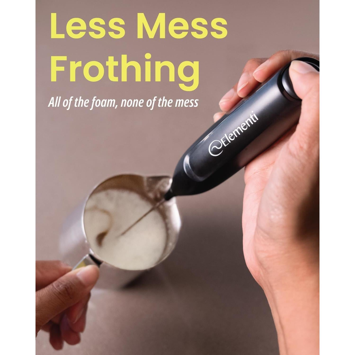 Espumador de Leche Elementi MFLTE-PRNT Negro - Batidor Compacto