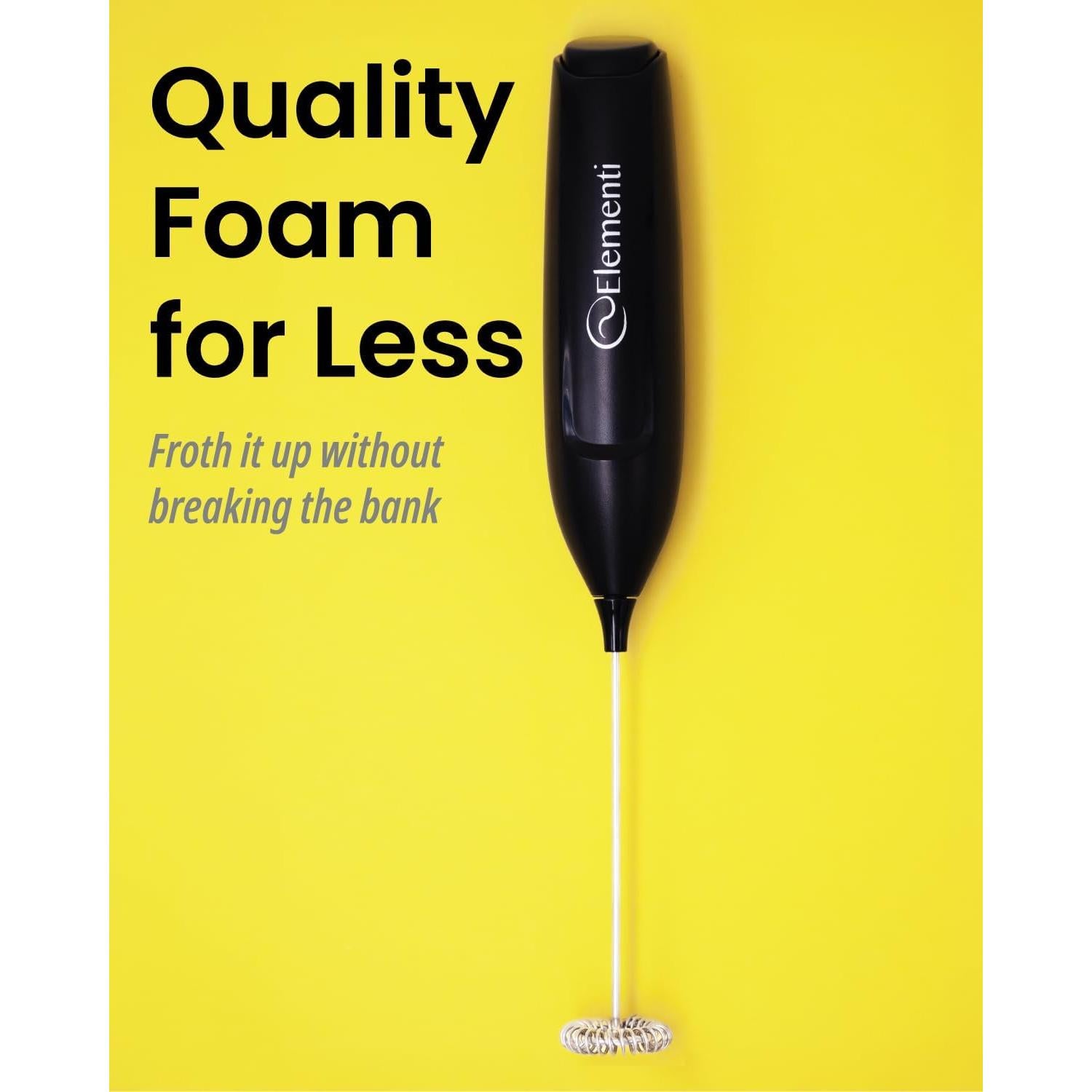 Espumador de Leche Elementi MFLTE-PRNT Negro - Batidor Compacto