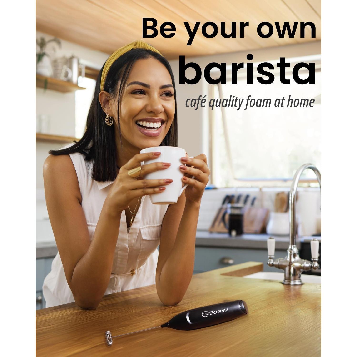 Espumador de Leche Elementi MFLTE-PRNT Negro - Batidor Compacto