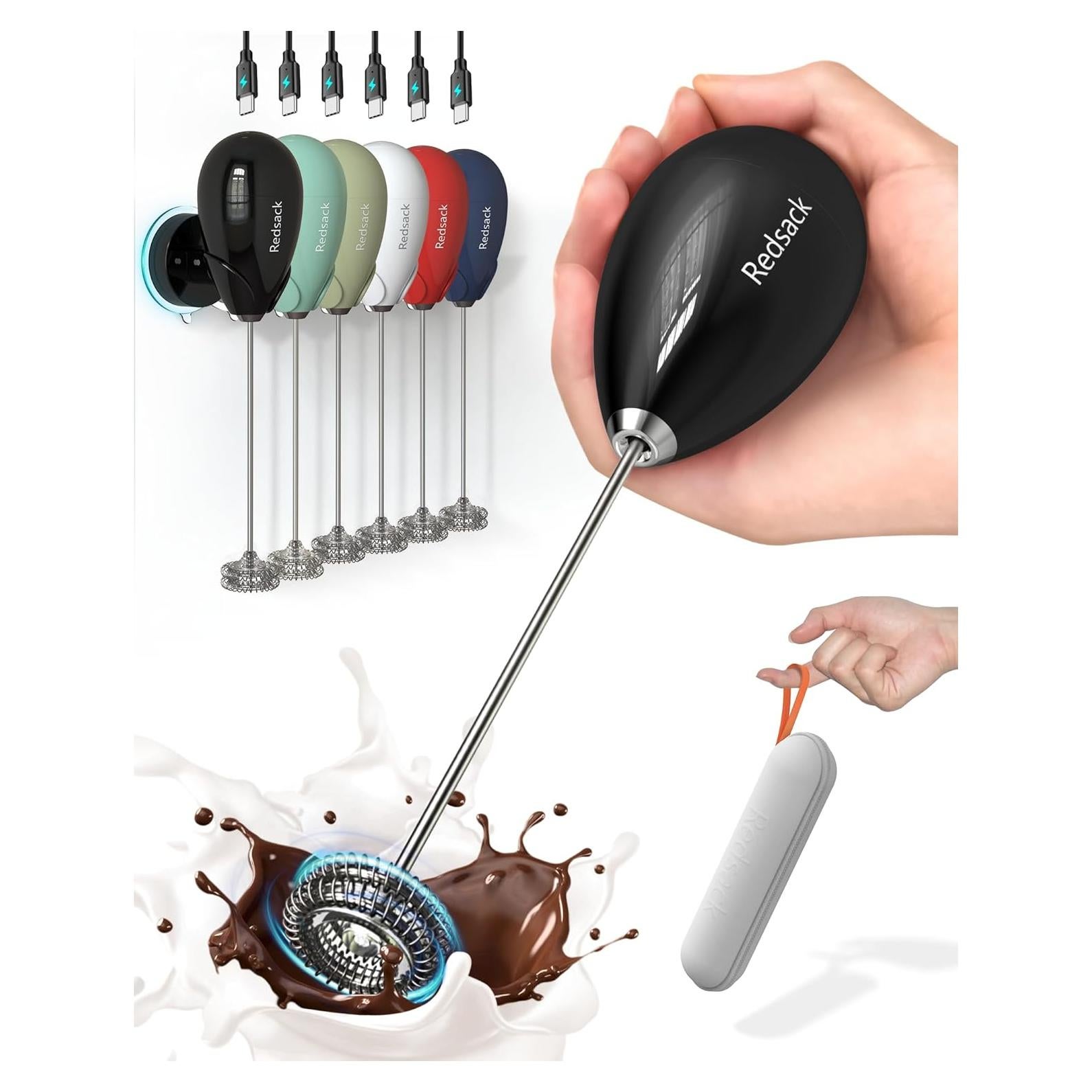 Espumador de Leche Eléctrico Redsack Negro Recargable USB