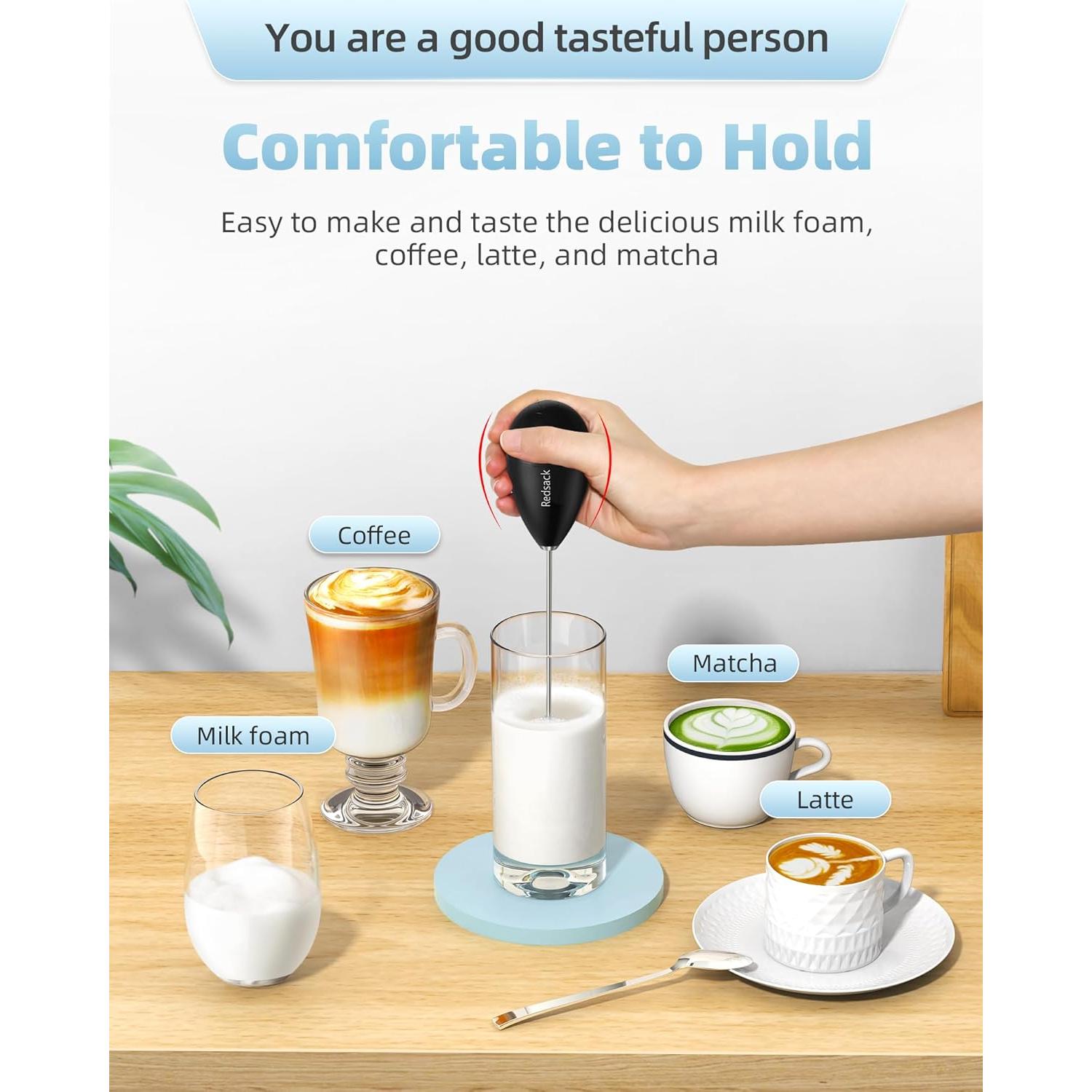 Espumador de Leche Eléctrico Redsack Negro Recargable USB