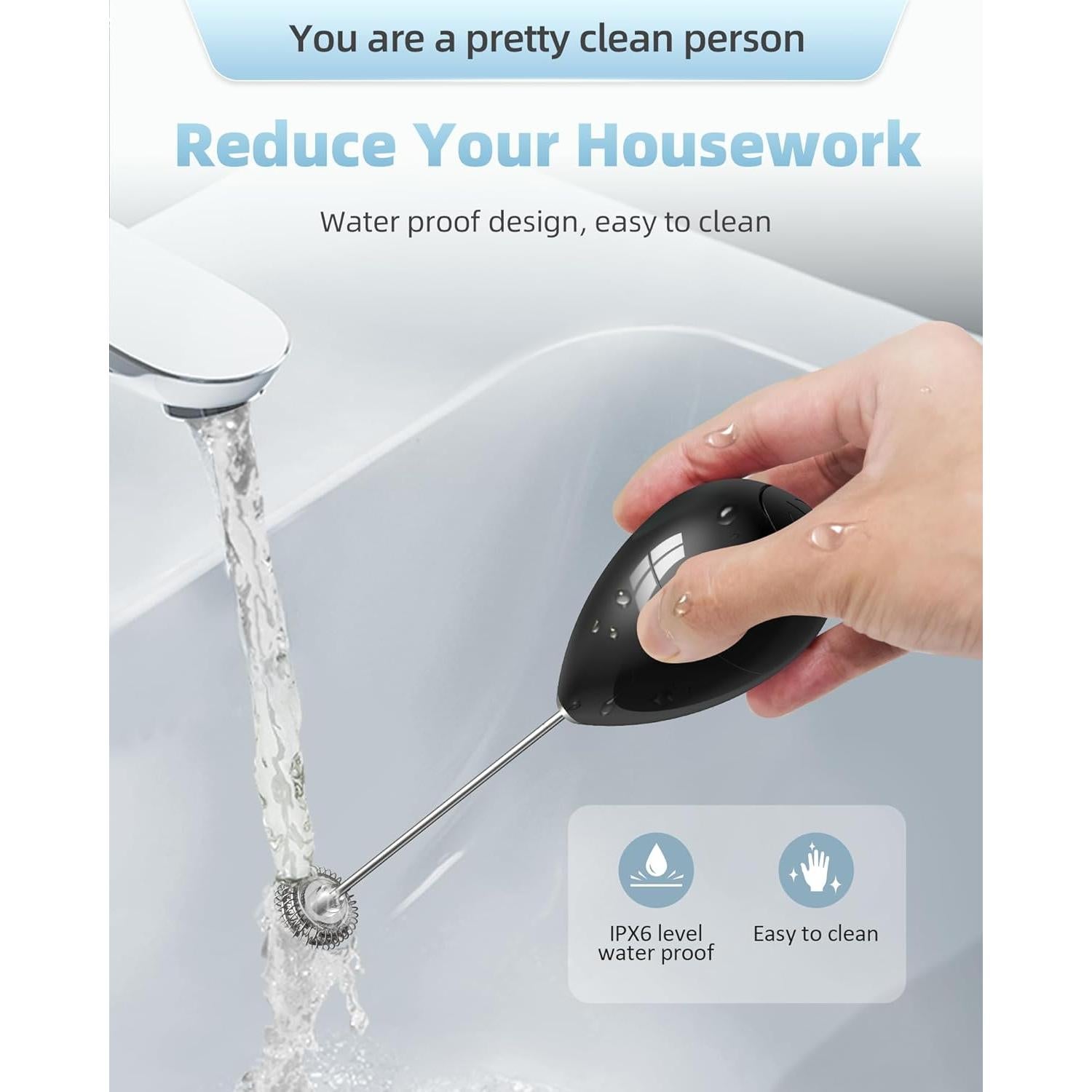 Espumador de Leche Eléctrico Redsack Negro Recargable USB