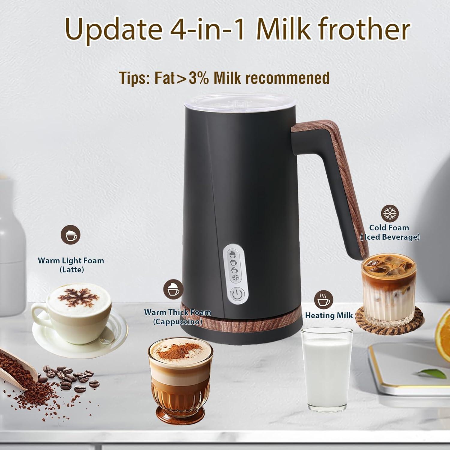 Espumador de Leche Eléctrico NESSGRAIM N17 4 en 1 Negro