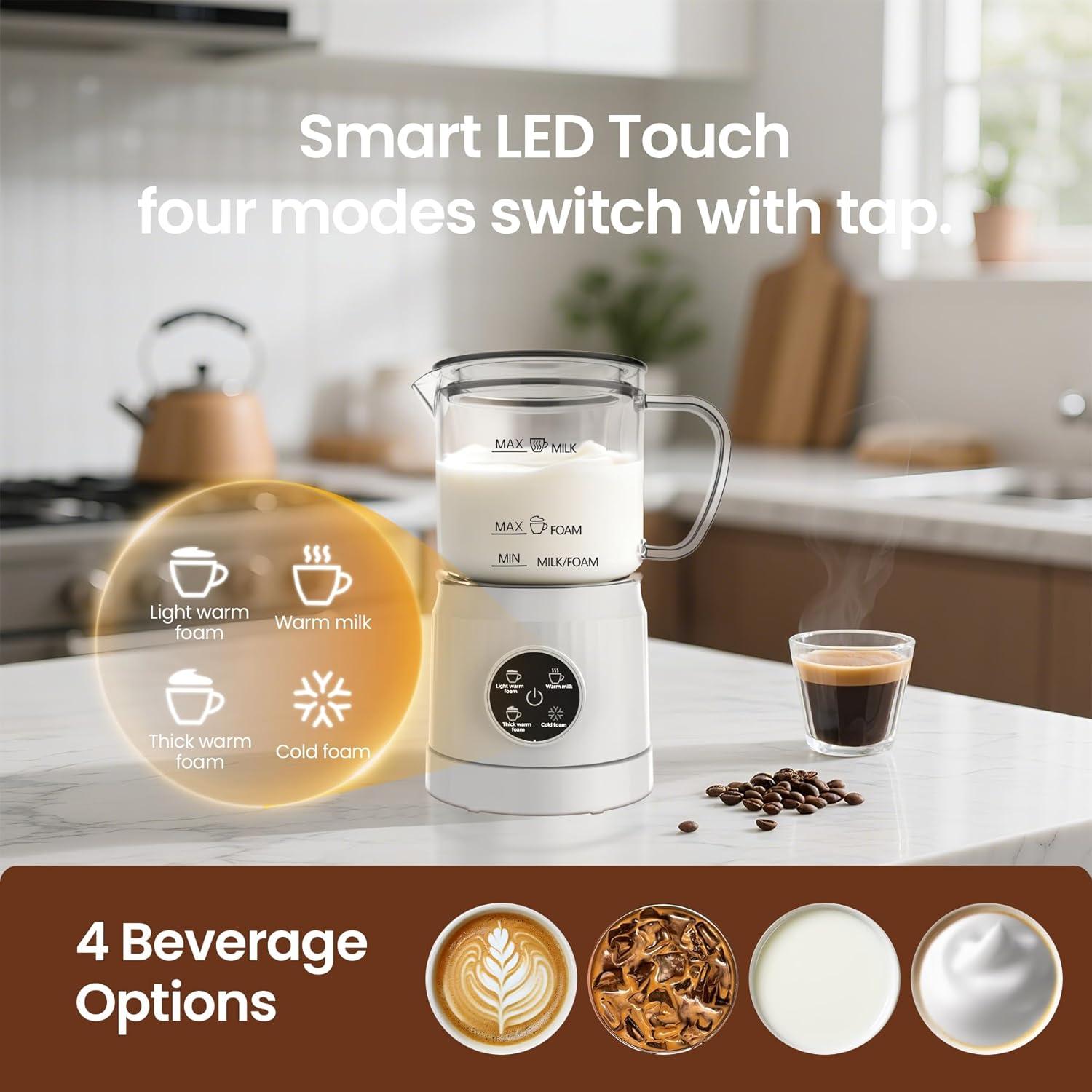 Espumador de Leche Eléctrico Casimhu 400ml Blanco 4-en-1