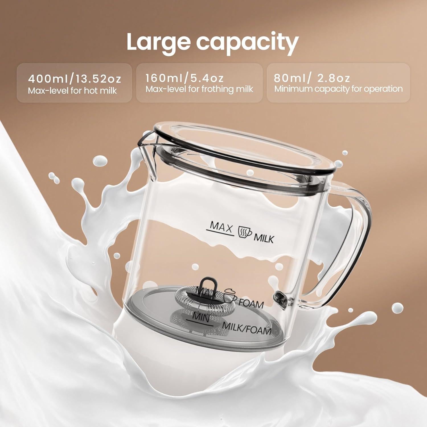 Espumador de Leche Eléctrico Casimhu 400ml Blanco 4-en-1