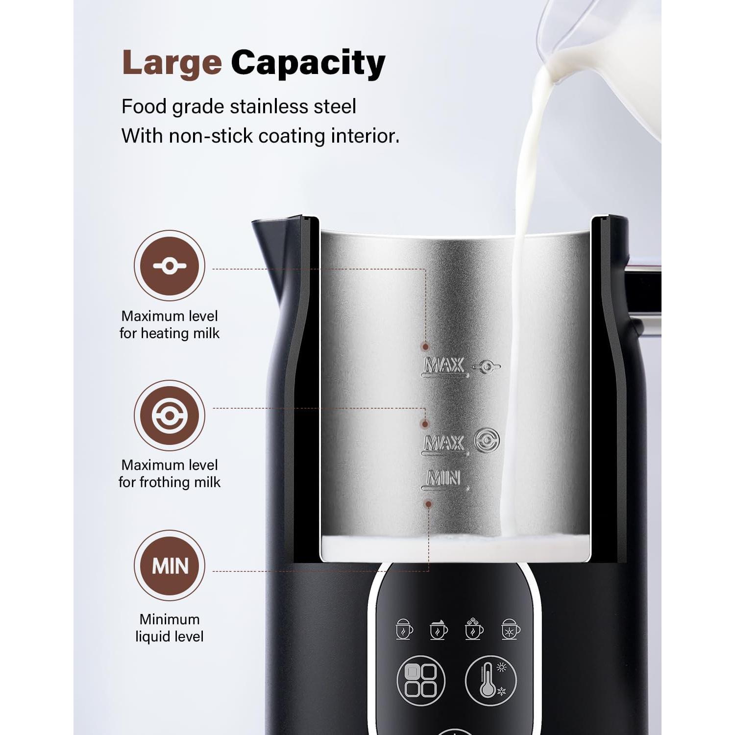 Espumador de Leche Eléctrico KIDISLE 4-en-1 500W Negro