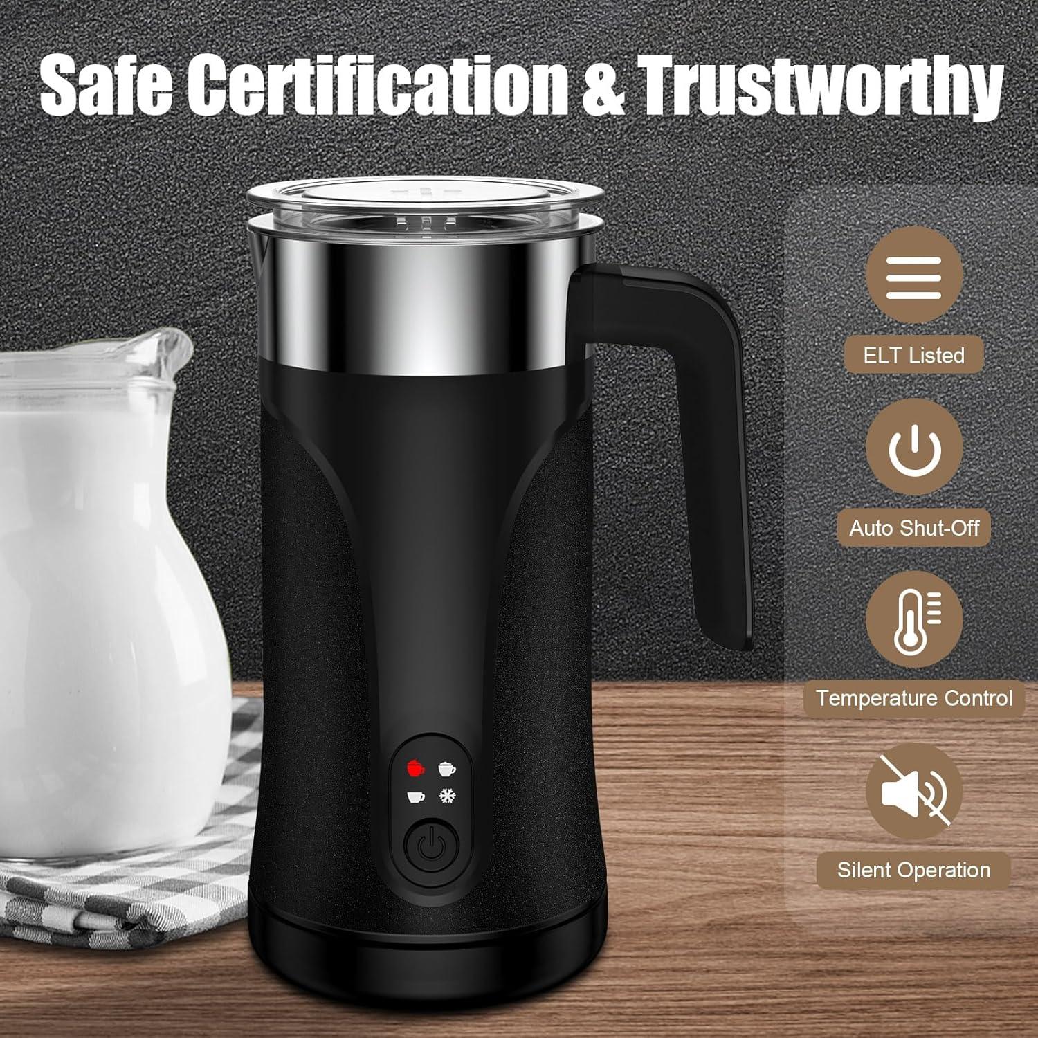 Espumador de Leche Ovetedot 300ml Automático 4 en 1 Negro