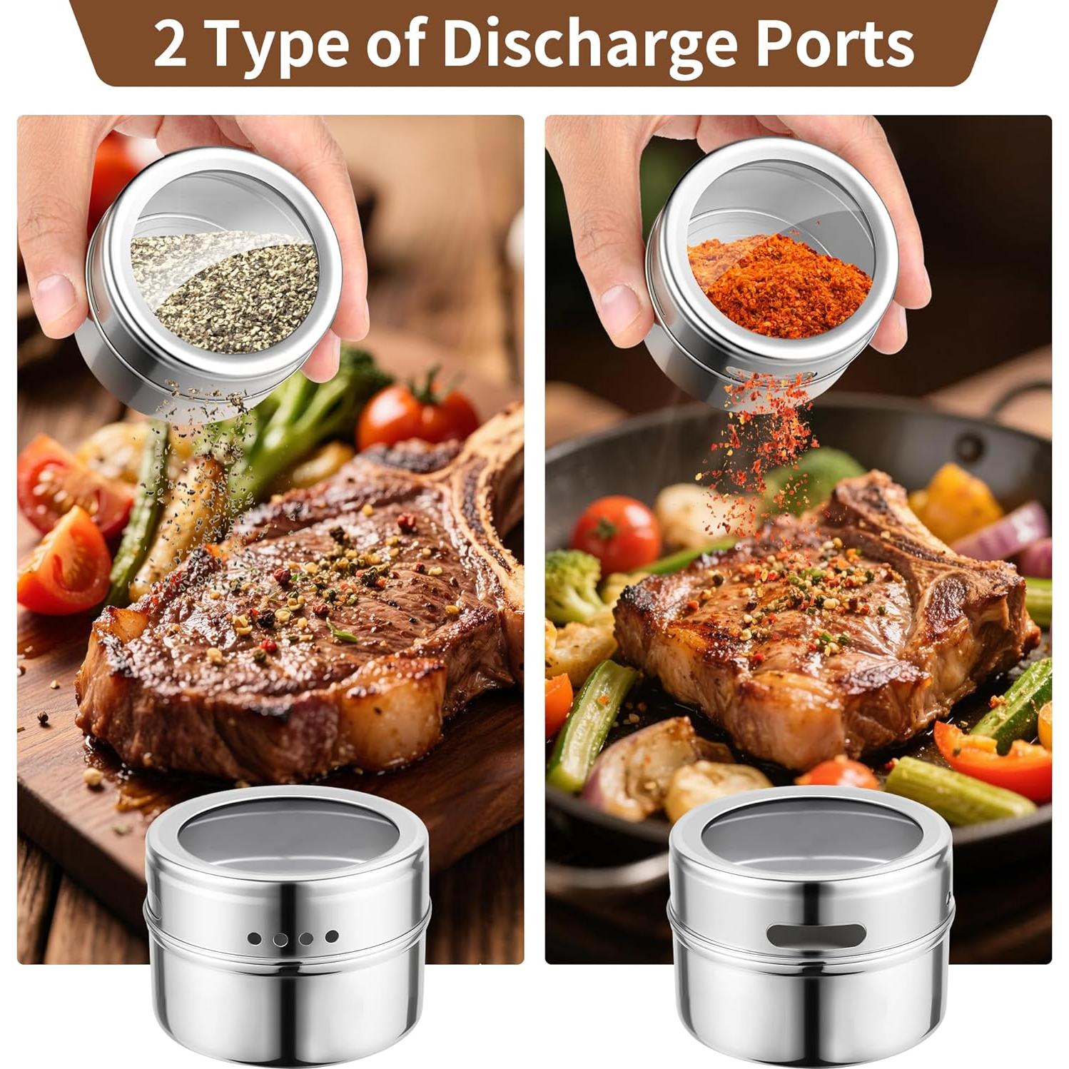 Juego de 12 Tarros de Especias Magnéticos Luqagol - Acero Inoxidable