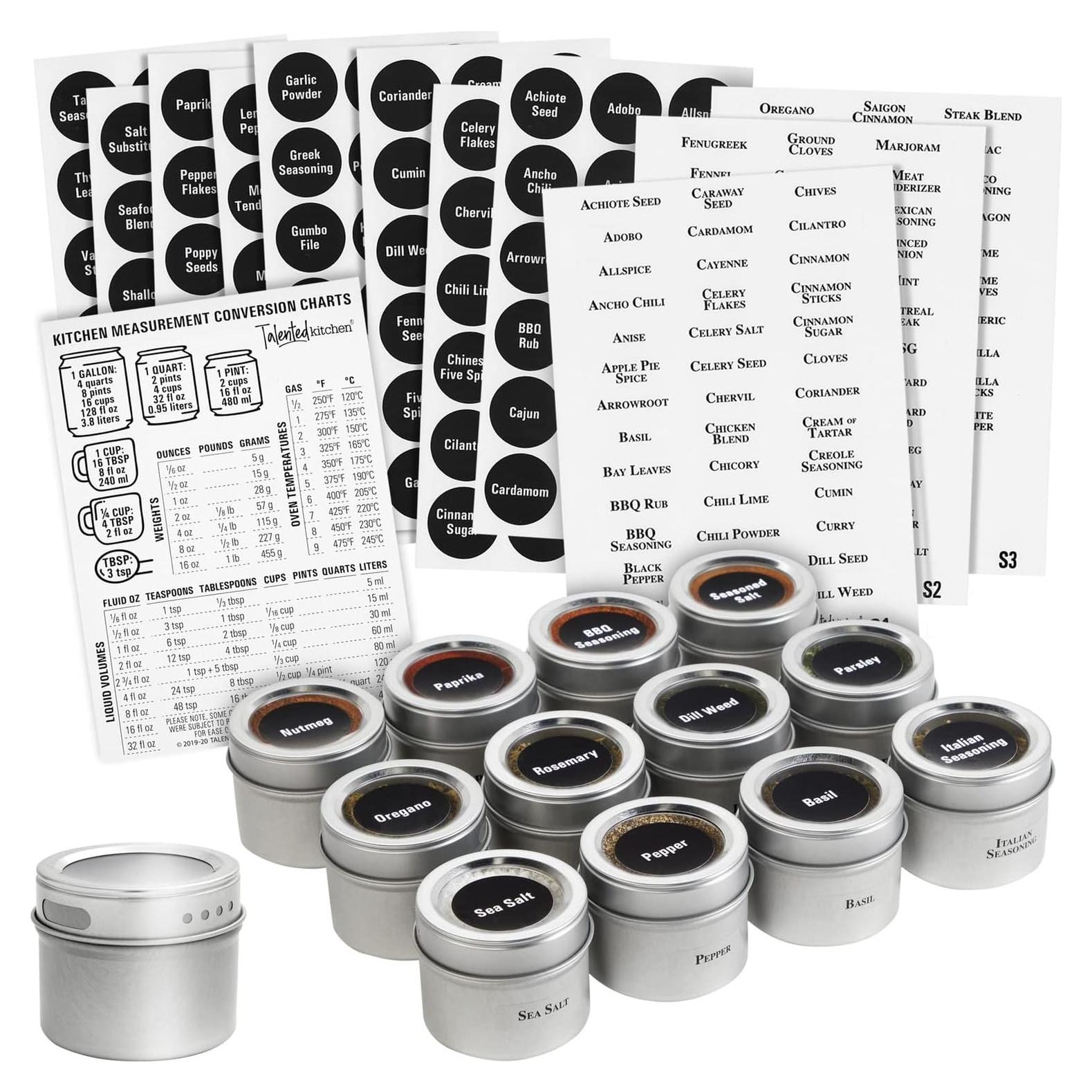 Tarros Magnéticos de Especias Cocina Talentosa - 12 Piezas 85g