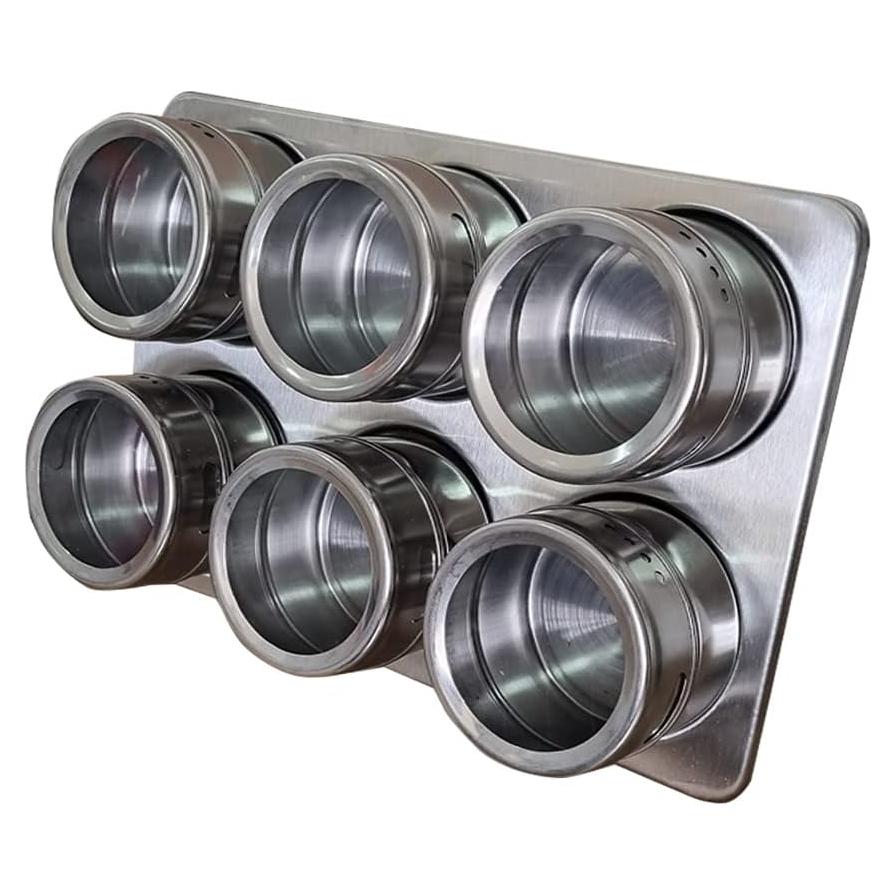 Kit Organizador de Especias Magnético TEEM - 6 Tarros 75ml