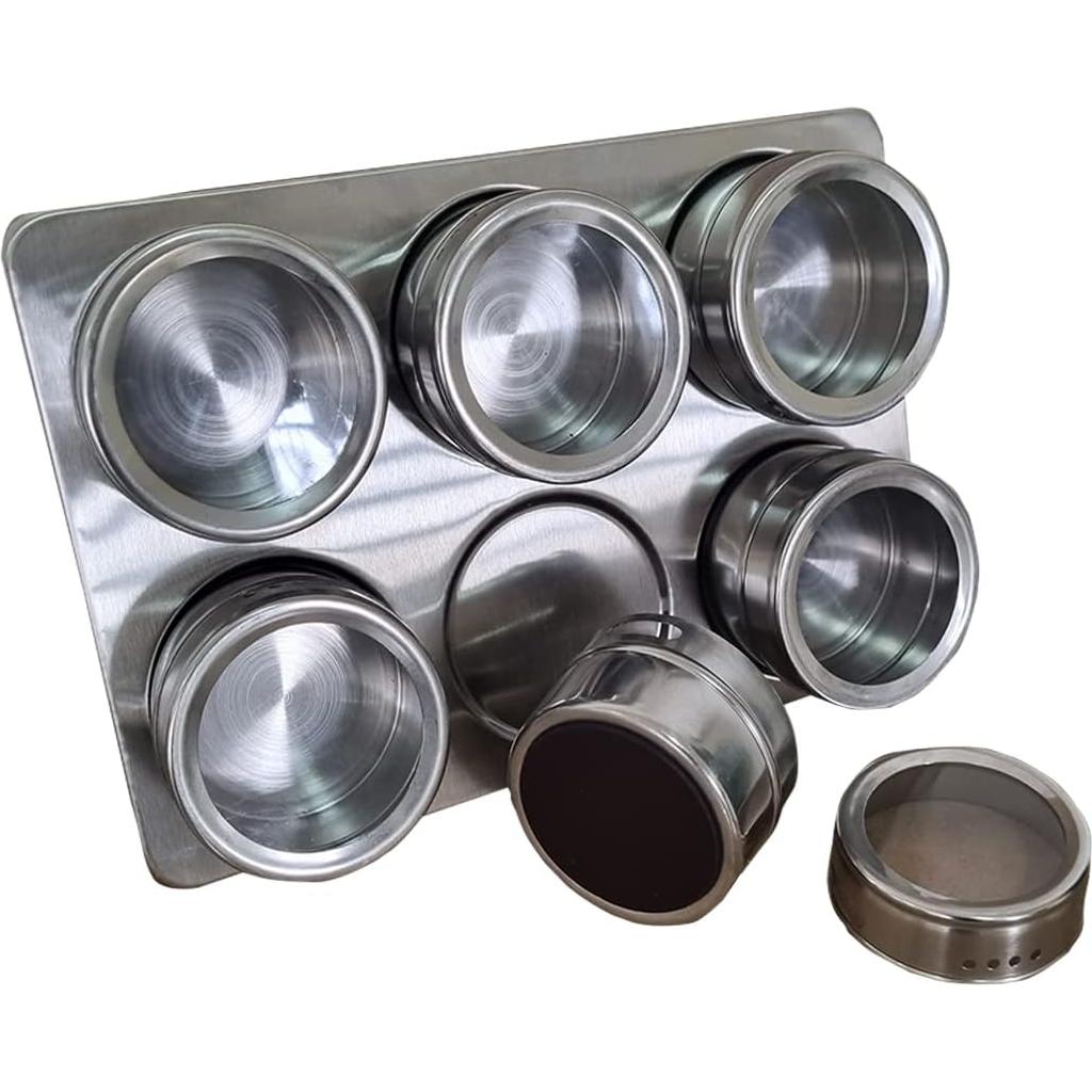 Kit Organizador de Especias Magnético TEEM - 6 Tarros 75ml