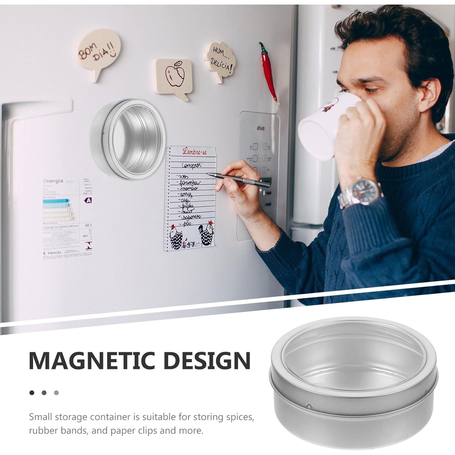 Garneck Latas de Aluminio 85g - Contenedor Redondo Magnético