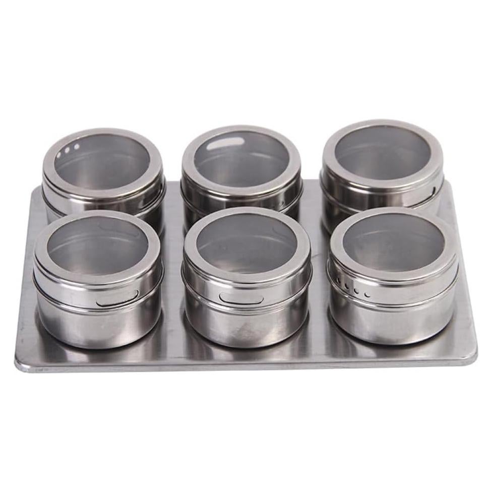 Set de 6 Latas Magnéticas para Especias XZJMY Acero Inoxidable