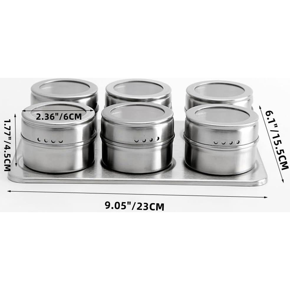 Set de 6 Latas Magnéticas para Especias XZJMY Acero Inoxidable