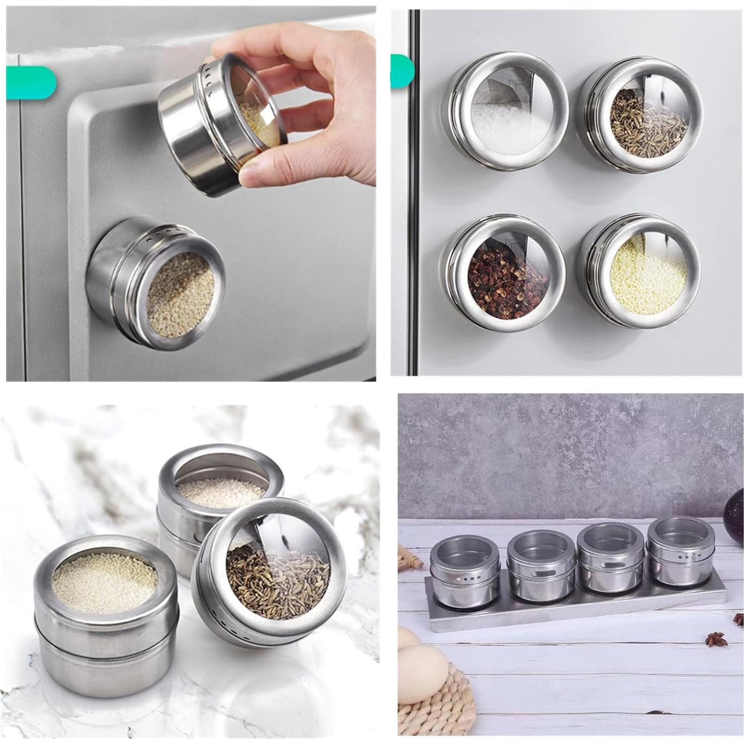 Conjunto de 4 Tarros de Especias Magnéticos EBIEFLY 16cm