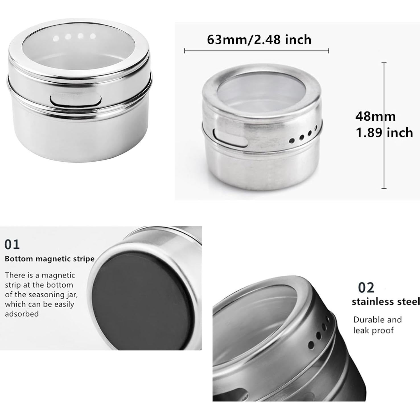 Conjunto de 4 Tarros de Especias Magnéticos EBIEFLY 16cm