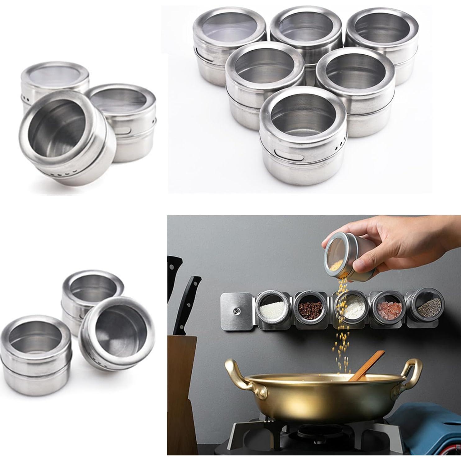 Conjunto de 4 Tarros de Especias Magnéticos EBIEFLY 16cm