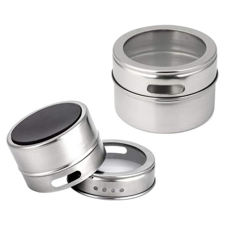 Latas de Especias Magnéticas 2 Piezas Acero Inoxidable 6.3cm