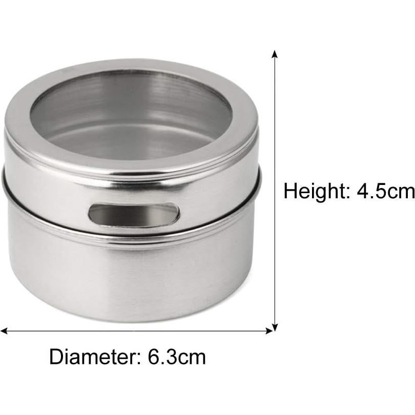 Latas de Especias Magnéticas 2 Piezas Acero Inoxidable 6.3cm