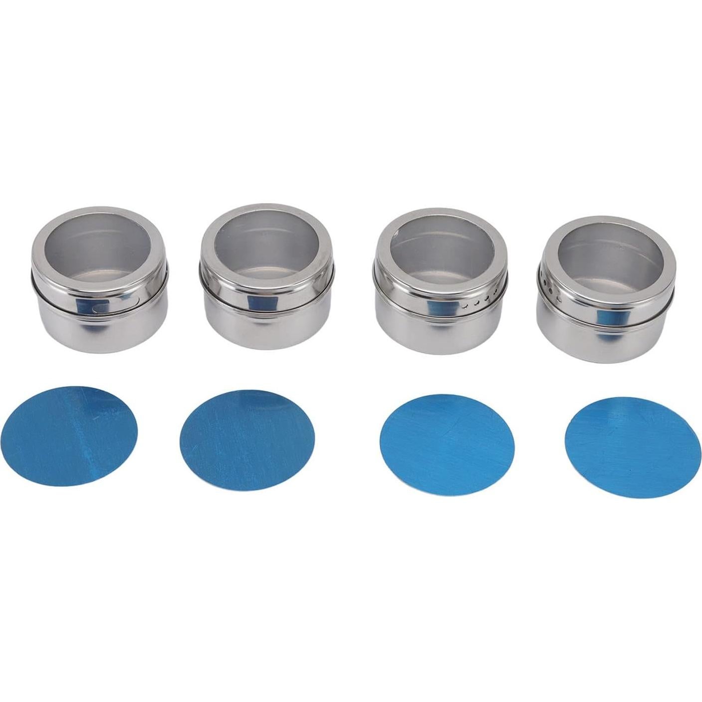 Latas Magnéticas para Especias BYERZ - Acero Inoxidable, 4 Piezas