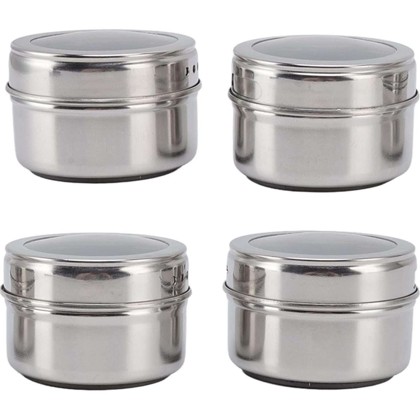 Latas Magnéticas para Especias BYERZ - Acero Inoxidable, 4 Piezas